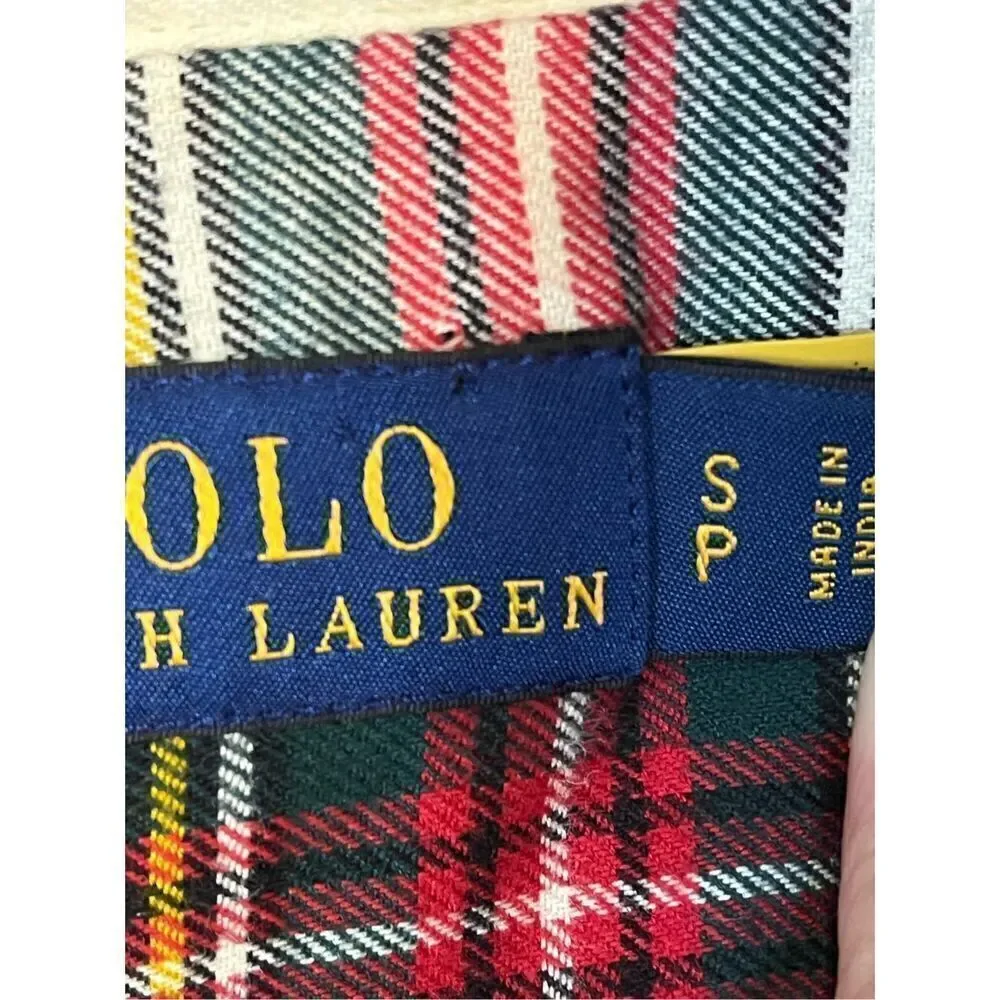 Polo Ralph Lauren Classic Fit Red/Cream Plaid Flannel Shirt Size Small NWT (3472